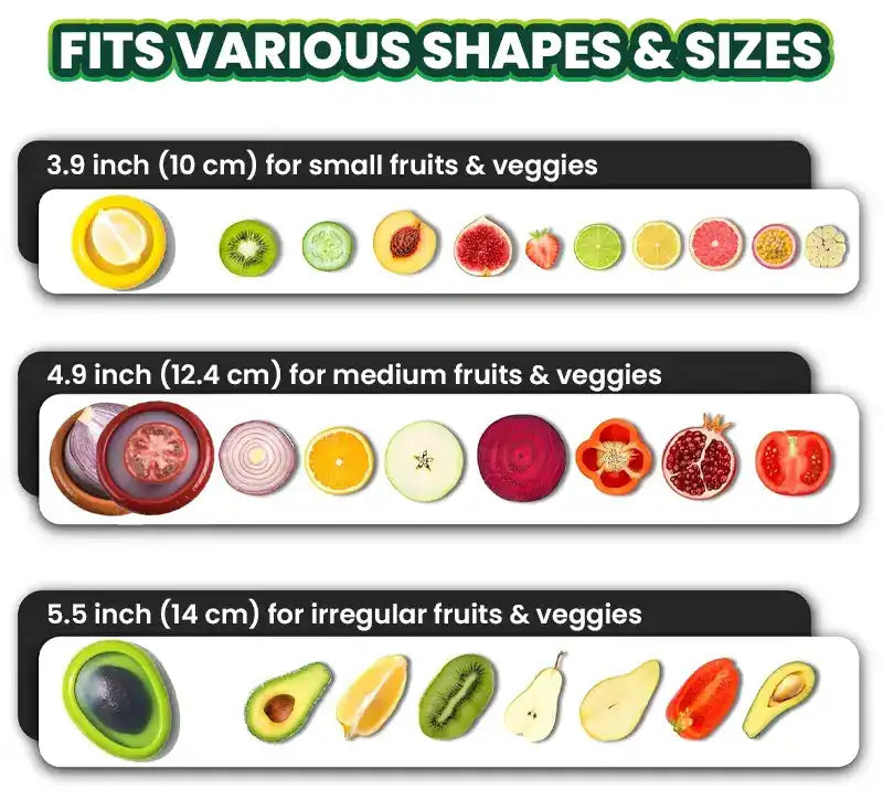 Avasoma®| Set of 4 Reusable Fruit and Veggie Savers - Ideal for Avocados, Tomatoes, Apples, Garlic, Onions, and More🏉 -up