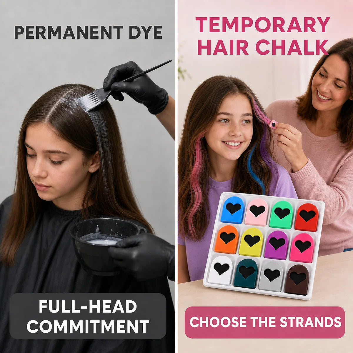 🎨 12-Color Washable Temporary Hair Chalk Set