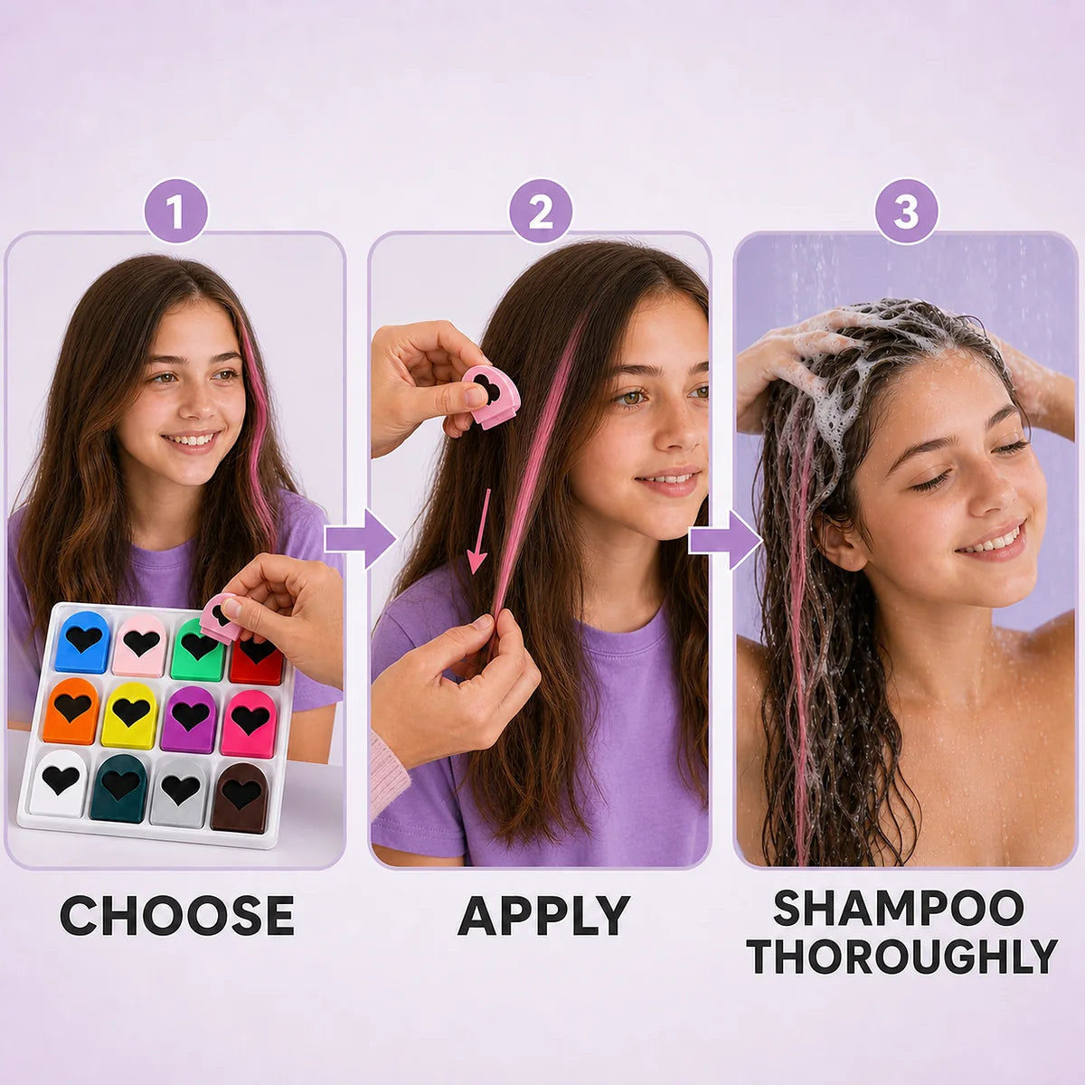 🎨 12-Color Washable Temporary Hair Chalk Set