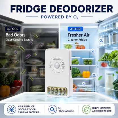 Smart O₃ Fridge Deodorizer & Odor Purifier  Targets Odor-Causing Bacteria at the Source