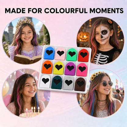 🎨 12-Color Washable Temporary Hair Chalk Set