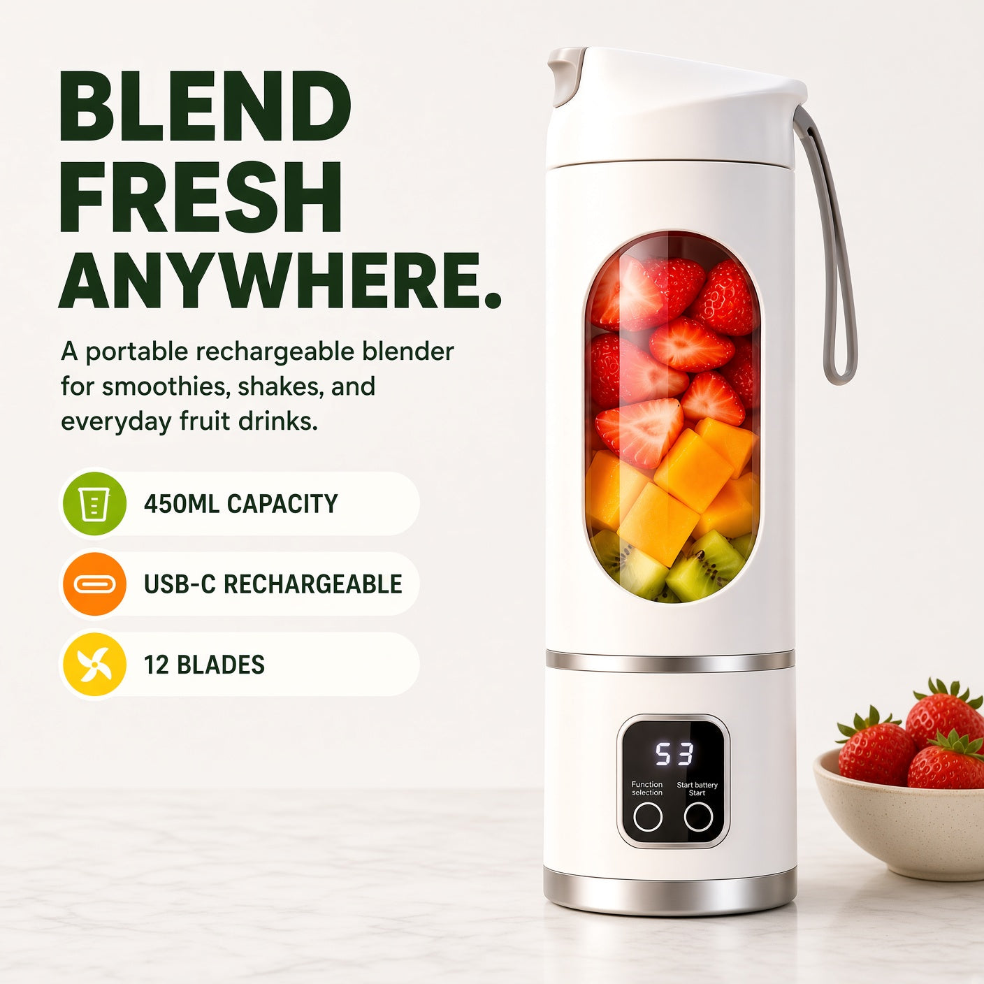 🥤 Ultra-Portable High-Capacity Smoothie Maker – Smoothies, Shakes & Fresh Drinks🦄💕💕💕