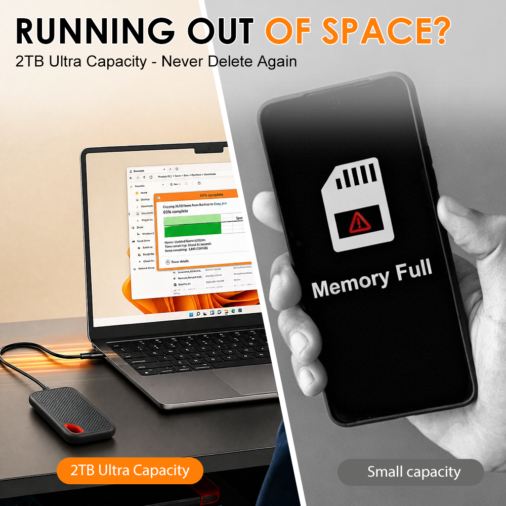 ⚡2TB Type-C Portable Mini SSD | High-Speed External Storage Drive for Laptop, Desktop & Smartphone🍀
