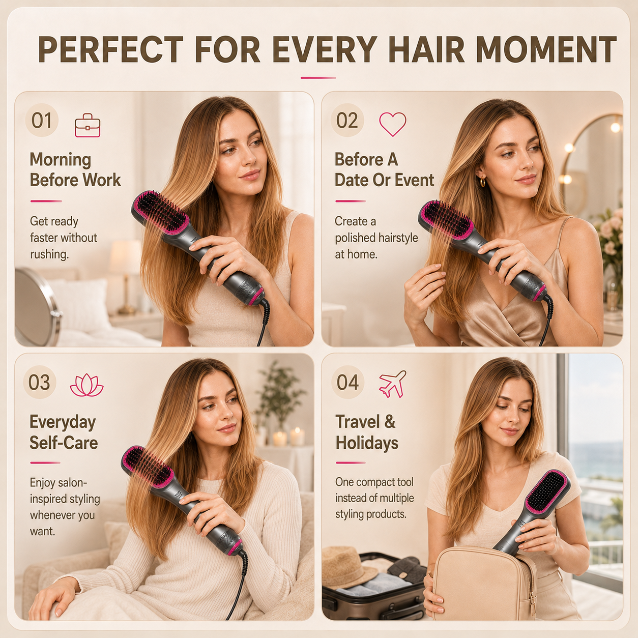 3-in-1 Hair Dryer Brush – Salon-Looking Hair Without Salon Prices🏉