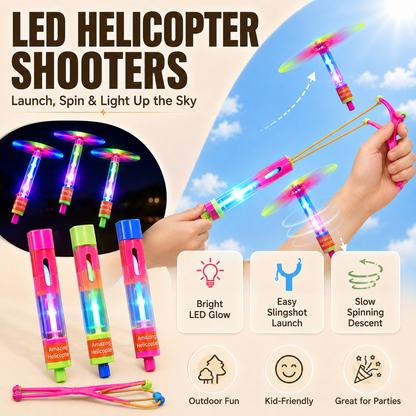 🦄LED Helicopter Slingshot Toy – Easy to Launch, Fun to Light Up the Sky