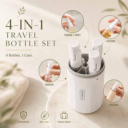 🧴 4-in-1 Travel Toiletry Bottle Shampoo Cosmetic Dispenser🦄