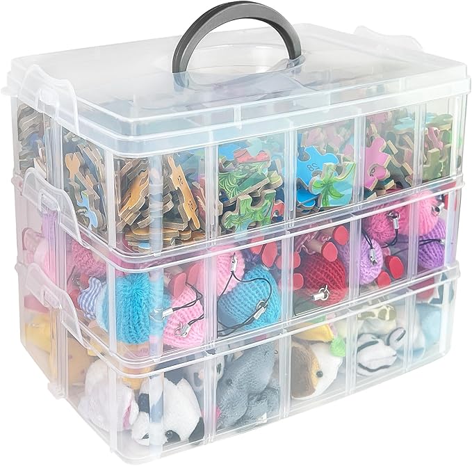 3 Layer 18 Grid Transparent Jewelry Storage Organizer