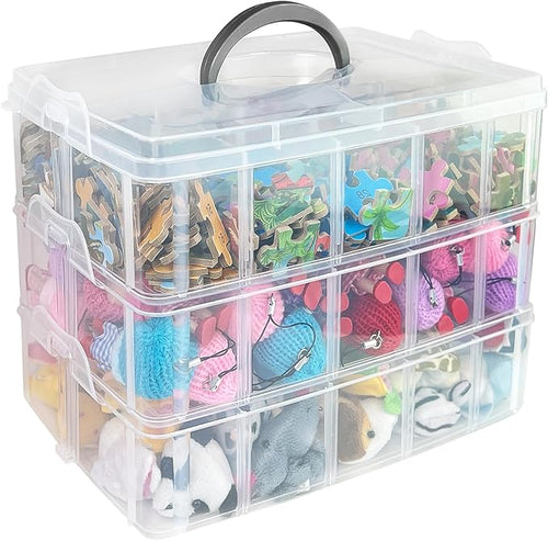 3 Layer 18 Grid Transparent Jewelry Storage Organizer