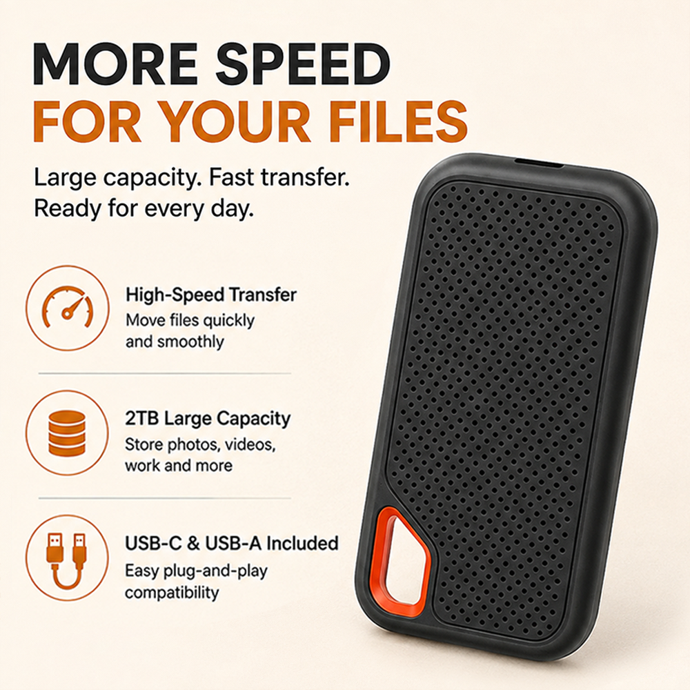 ⚡2TB Type-C Portable Mini SSD | High-Speed External Storage Drive for Laptop, Desktop & Smartphone🍀