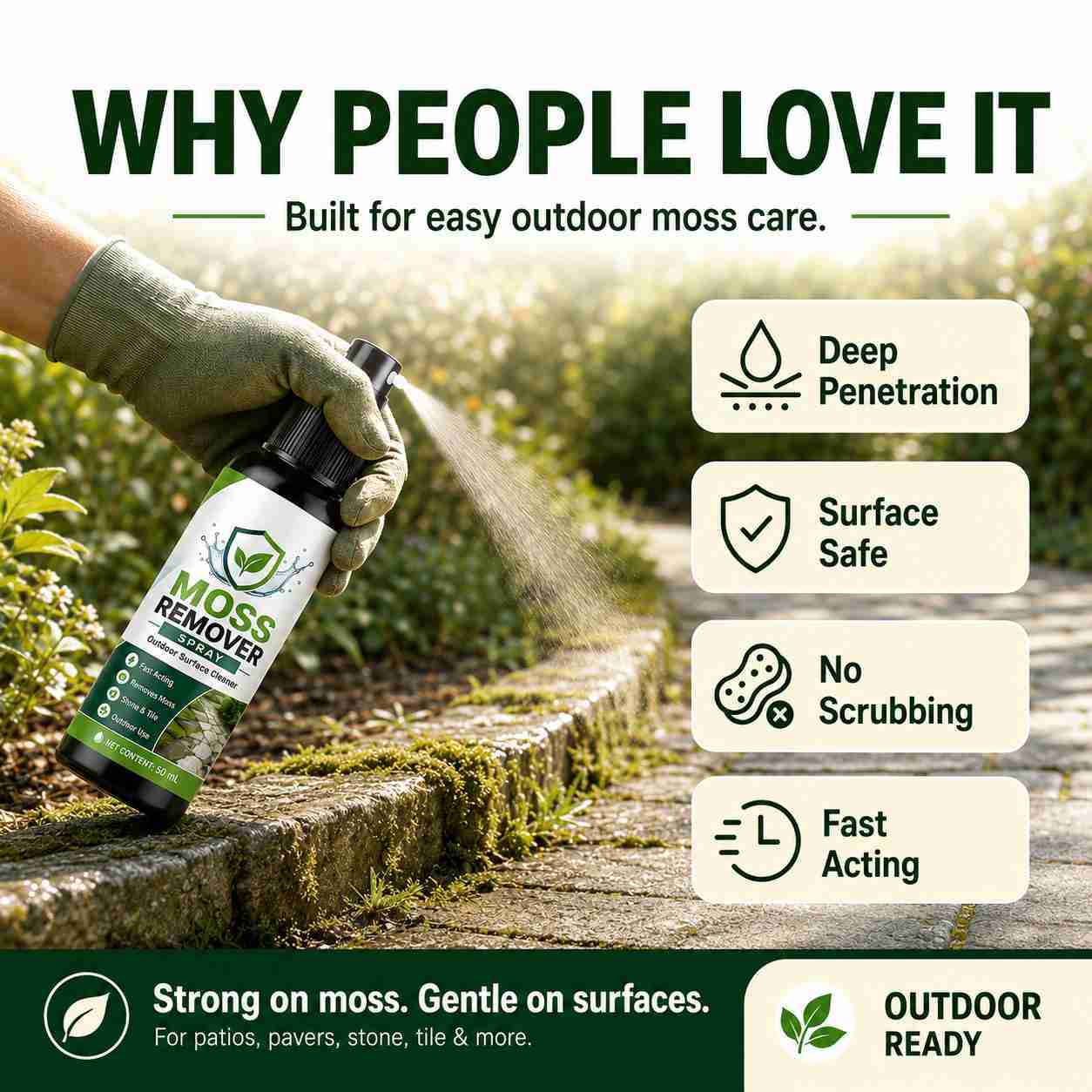 🔥🏉Outdoor Moss Remover Spray – Fast-Acting Formula for Patios, Walkways & Garden Stones – no more fear of slipping and falling🚶‍♂️