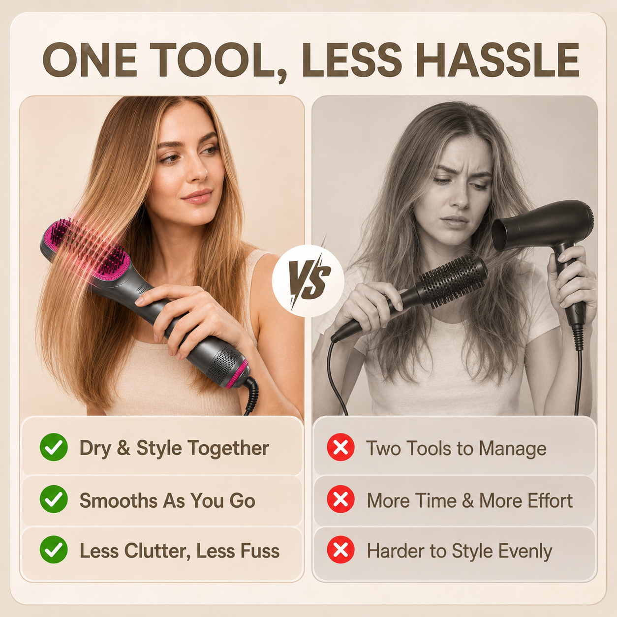 3-in-1 Hair Dryer Brush – Salon-Looking Hair Without Salon Prices🦄