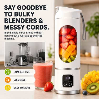 🥤Ultra-Portable Rechargeable Blender – 450ml, USB-C Rechargeable – HOME · OFFICE · GYM · TRAVEL