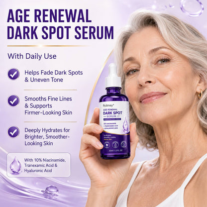 🏉✅Rolimey® Age Renewal Dark Spot Serum — Infused with 10% Niacinamide, Tranexamic Acid & Hyaluronic Acid for Brighter, Smoother-Looking Mature Skin