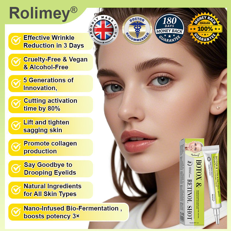Made and shipped from the UK 🏉Rolimey® Botox & Vita-A Retinol Shot Wrinkle-Lift Tightening cream - Last Day Promotion 70% OFF