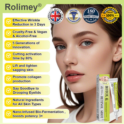 Made and shipped from the UK 🏉Rolimey® Botox & Vita-A Retinol Shot Wrinkle-Lift Tightening cream - Last Day Promotion 70% OFF