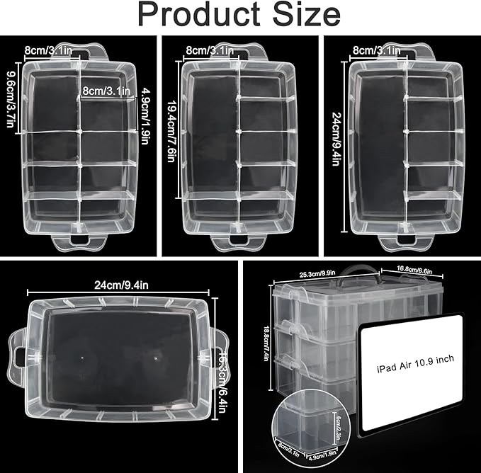 3 Layer 18 Grid Transparent Jewelry Storage Organizer
