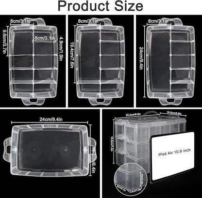 3 Layer 18 Grid Transparent Jewelry Storage Organizer
