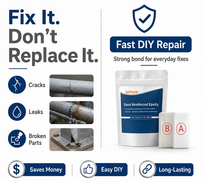 🏉Steel Reinforced Epoxy Putty - Permanent Repair for Metal, Wood & Concrete - The repair kit every home needs