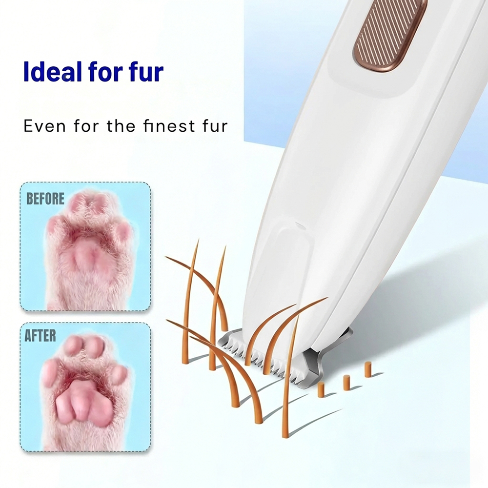 Precision Pet Paw Trimmer with LED Light – Ultra-Quiet, Cordless & Waterproof Grooming Kit