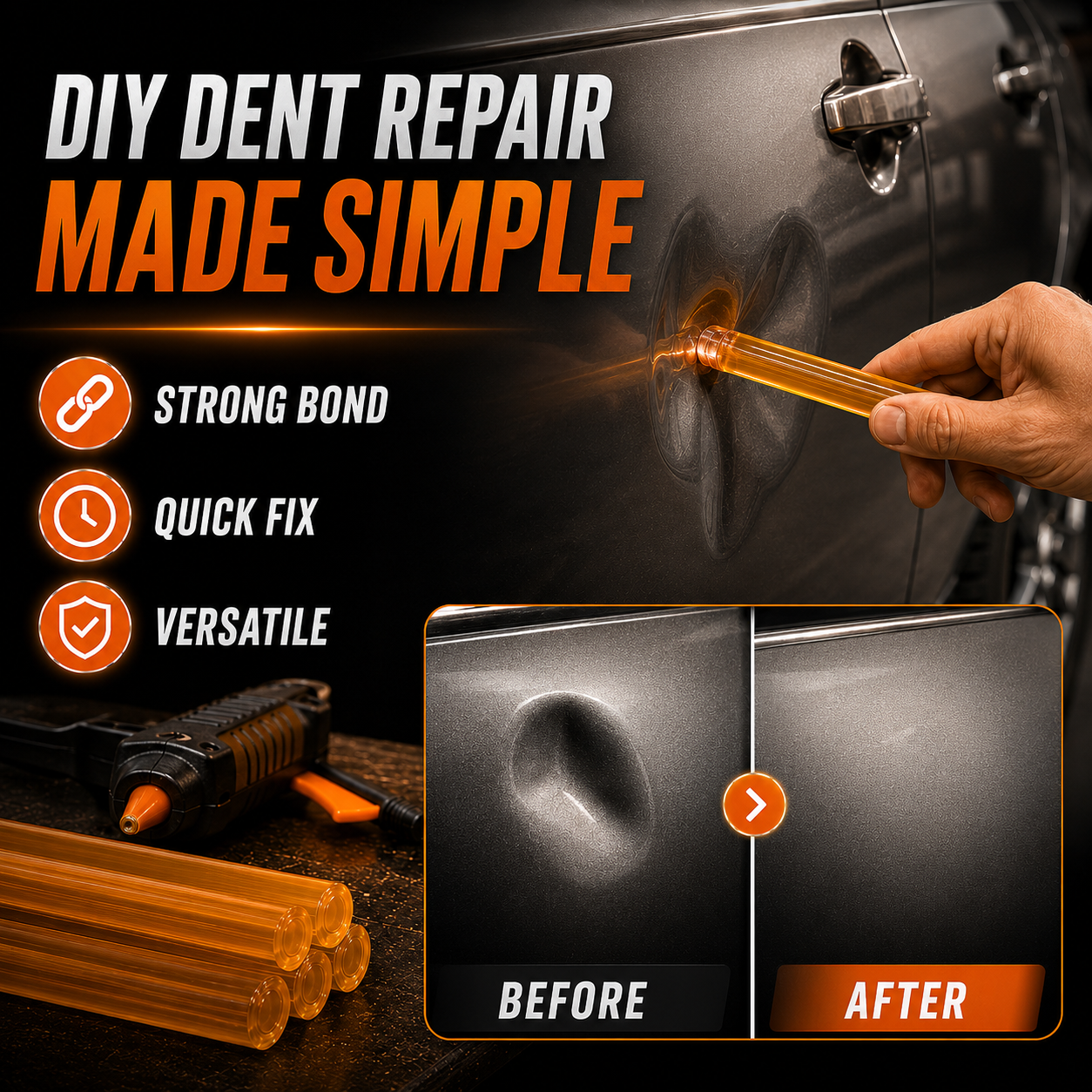 🦄Hot Melt Repair Glue Sticks – Fix Small Cracks, Chips & Dents – Strong Multi-Surface Bond for Home & Car