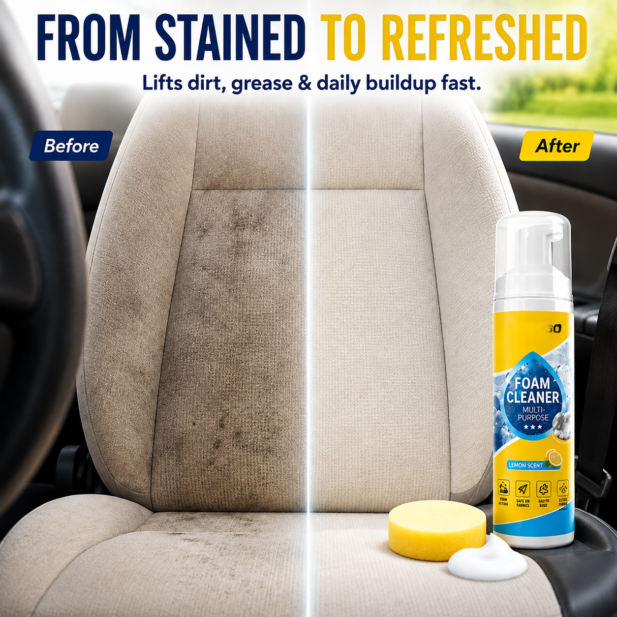 🔥Multi-Purpose Foam Cleaner – Deep Clean for Car, Home & Fabric🦄