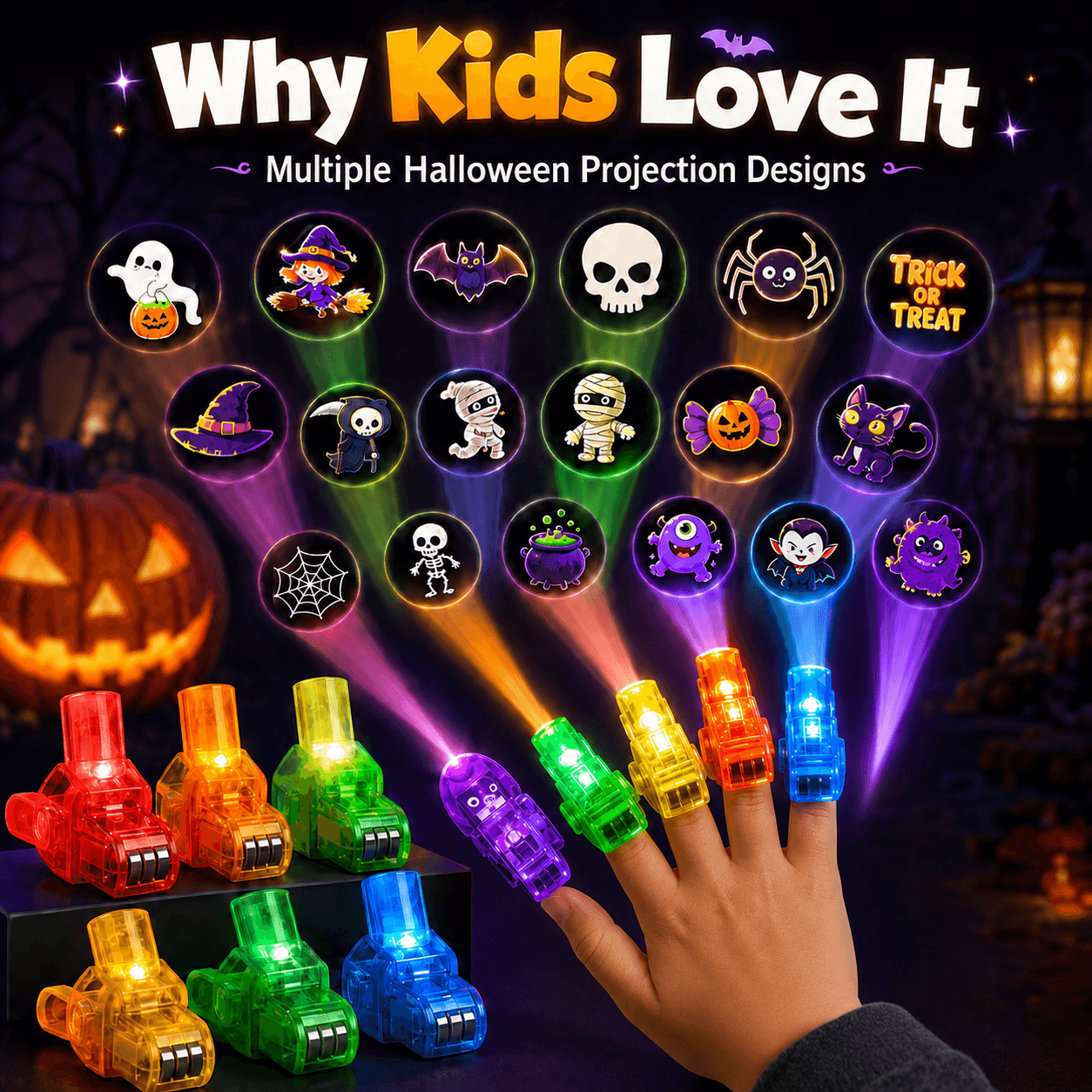 🏉Halloween Finger Lights, Glow Finger Toys for Kids, Party Favor, Halloween Party Decorations & Gifts