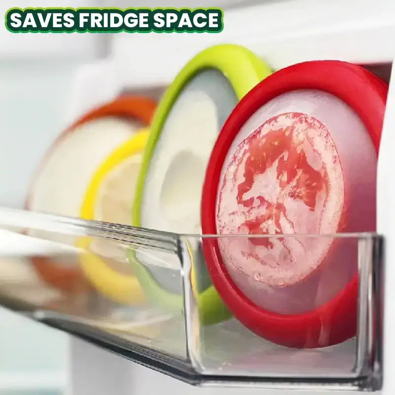 Avasoma®| Set of 4 Reusable Fruit and Veggie Savers - Ideal for Avocados, Tomatoes, Apples, Garlic, Onions, and More🏉 -up