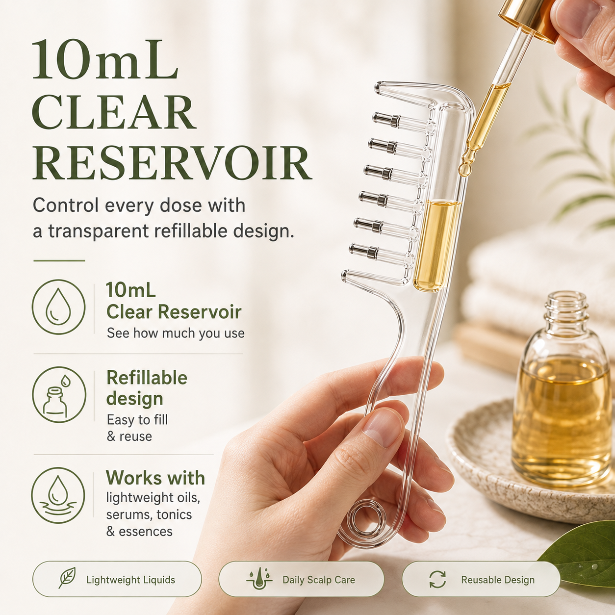 🔥Scalp Serum Applicator Comb – Refillable Oil & Tonic Applicator 💕💕💕