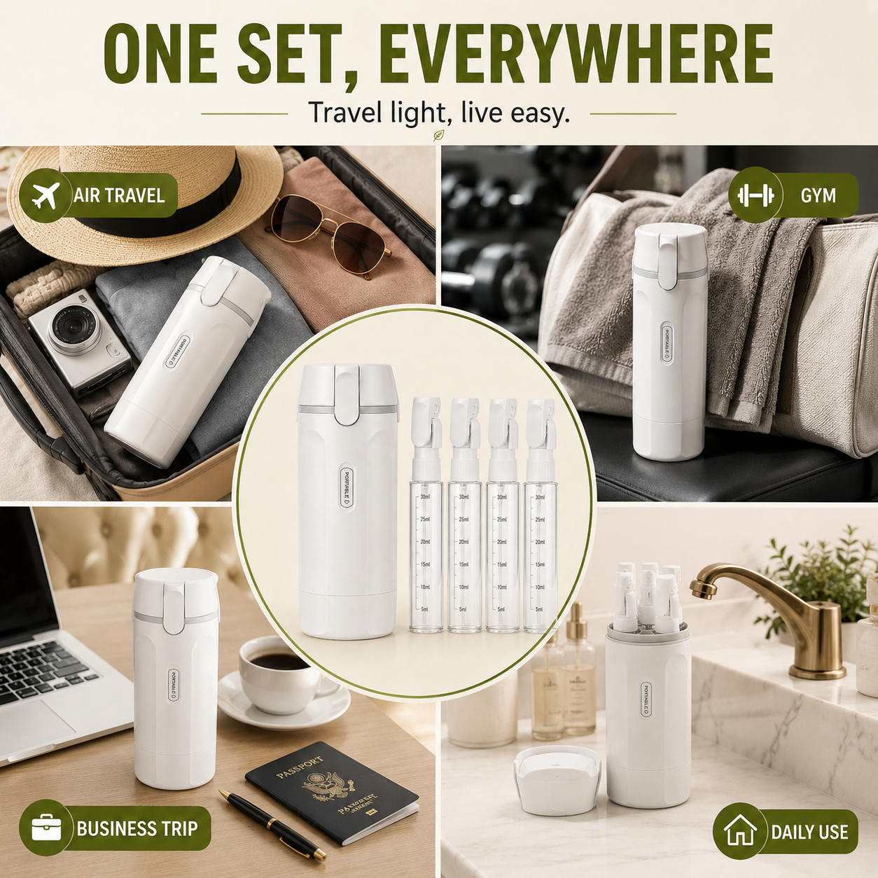 🧴 4-in-1 Travel Toiletry Bottle Shampoo Cosmetic Dispenser🦄