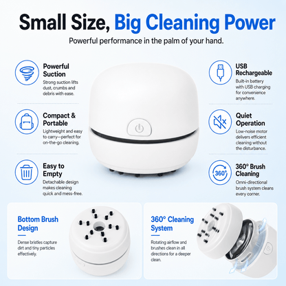 Portable Mini Vacuum Cleaner, Powerful Cleaning for Hidden Dust & Crumbs-up❤️❤️❤️❤️