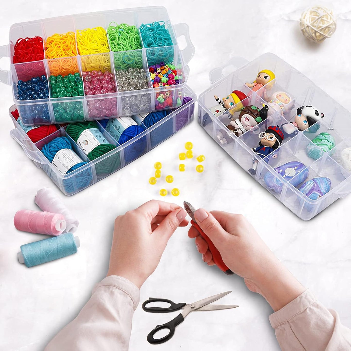 3 Layer 18 Grid Transparent Jewelry Storage Organizer