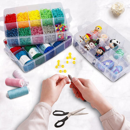 3 Layer 18 Grid Transparent Jewelry Storage Organizer