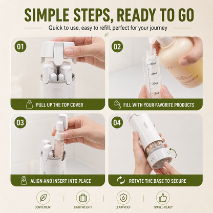 🧴 4-in-1 Travel Toiletry Bottle Shampoo Cosmetic Dispenser🦄