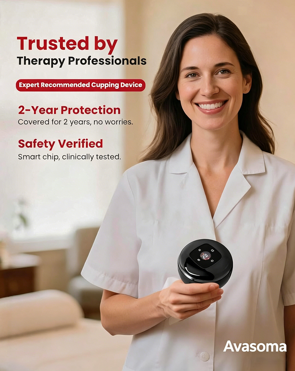 🛡️Avasoma® Smart Cupping Therapy Device: Professional AI-Powered Pain Relief, Deep Tissue Massage & Red Light Therapy for Muscle Recovery