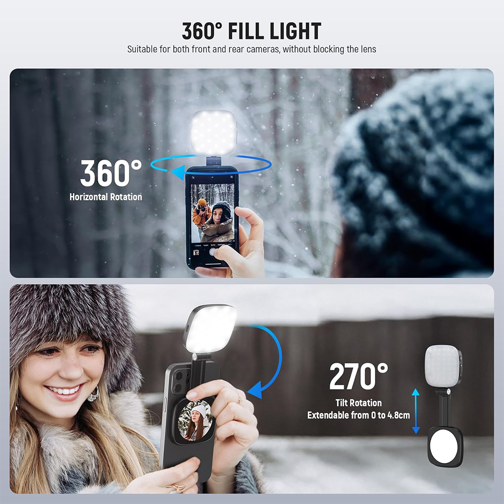🤳Avasoma® 3-in-1 Magnetic Light: Fill Light, Selfie Mirror & Portable Phone Stand