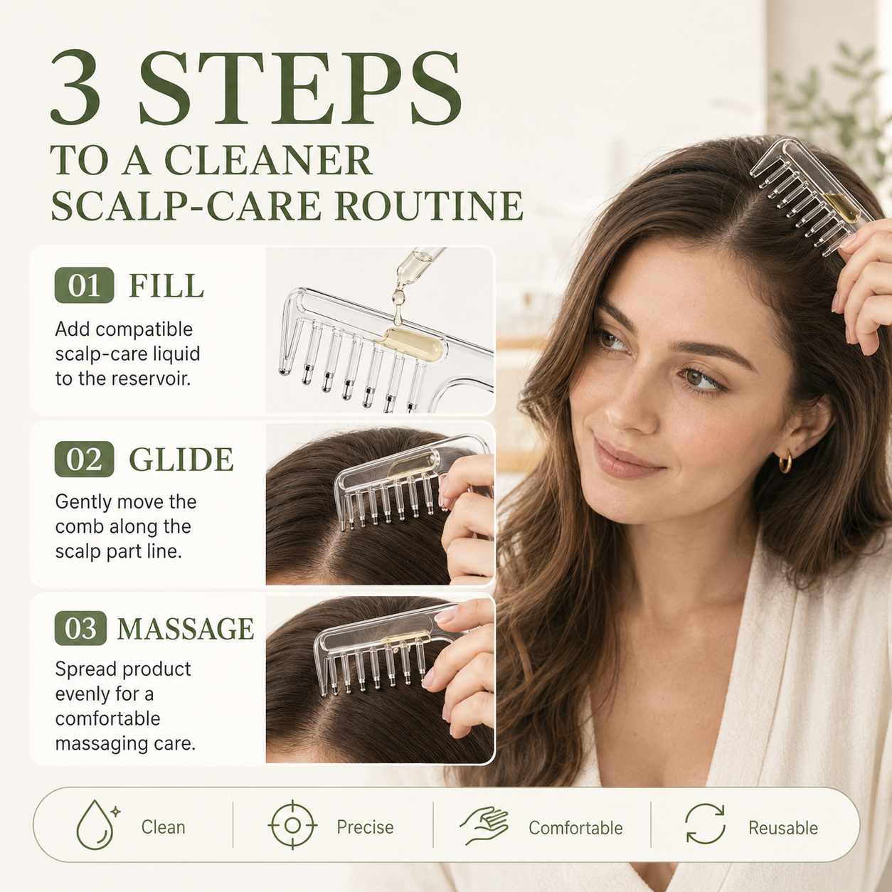 🔥Scalp Serum Applicator Comb – Refillable Oil & Tonic Applicator 💕💕💕