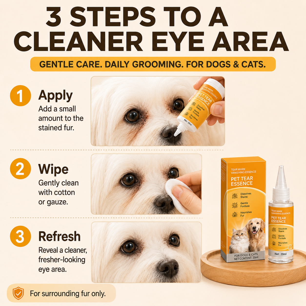 🔥Gentle Pet Eye Care – cleanses the delicate skin around the eyes and supports daily grooming 👀🦄