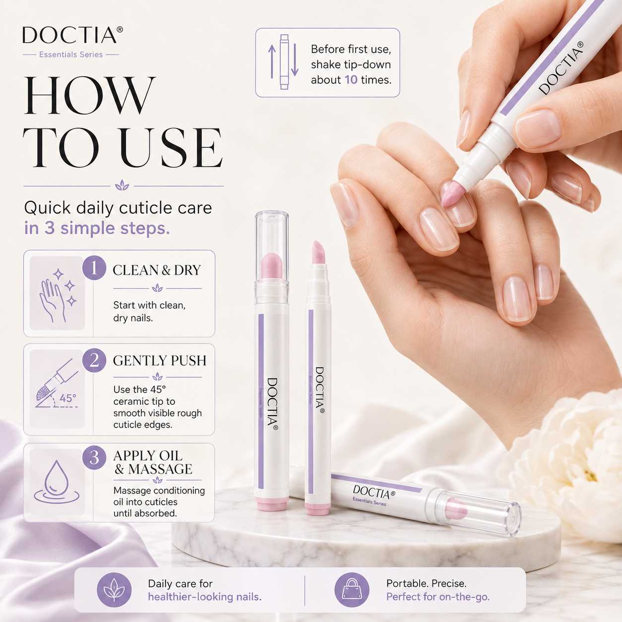 Cuticle Remover Pen Set with Cuticle Oil, Portable Cuticle Softener for Home DIY & Professional Nail Salon Manicure