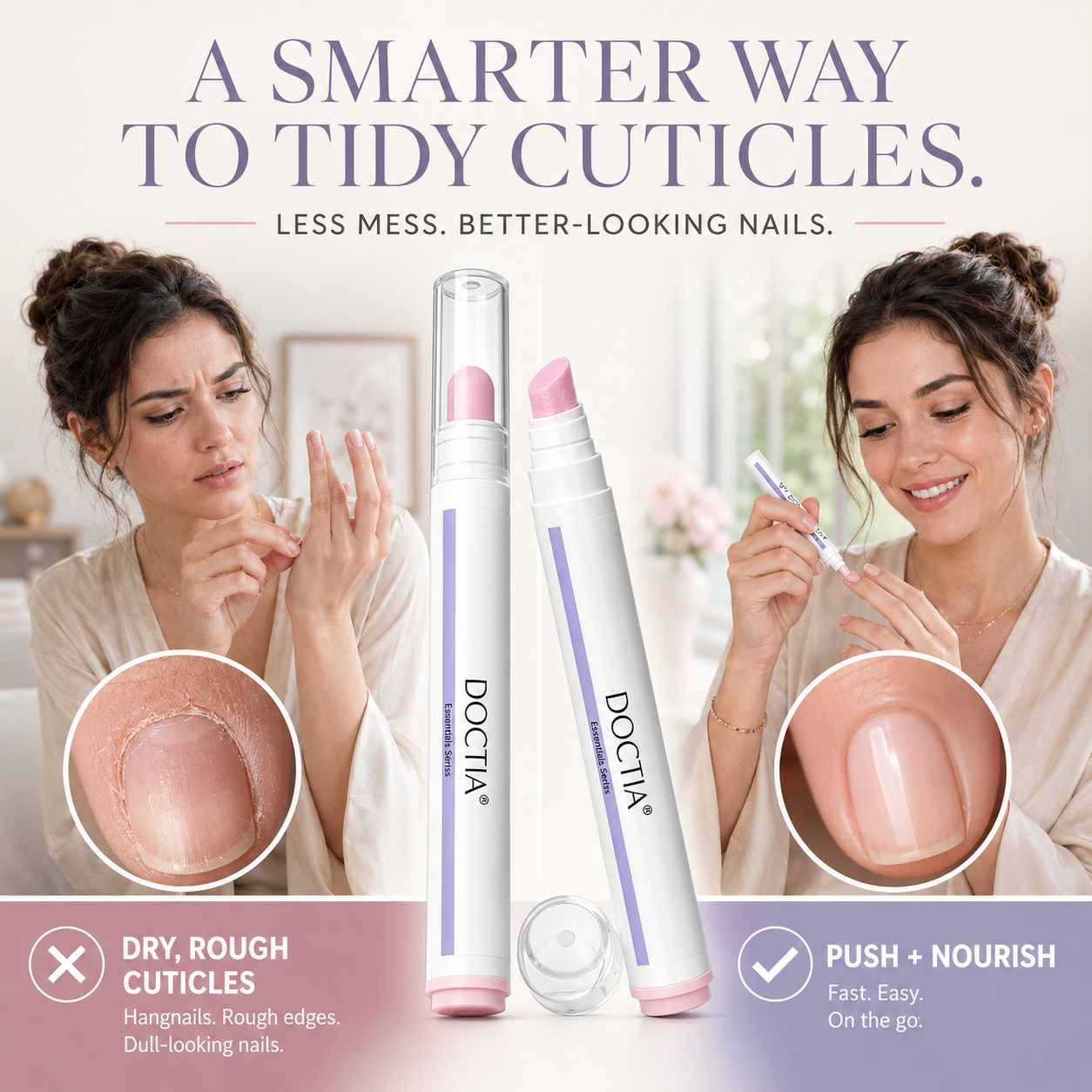 Cuticle Remover Pen Set with Cuticle Oil, Portable Cuticle Softener for Home DIY & Professional Nail Salon Manicure