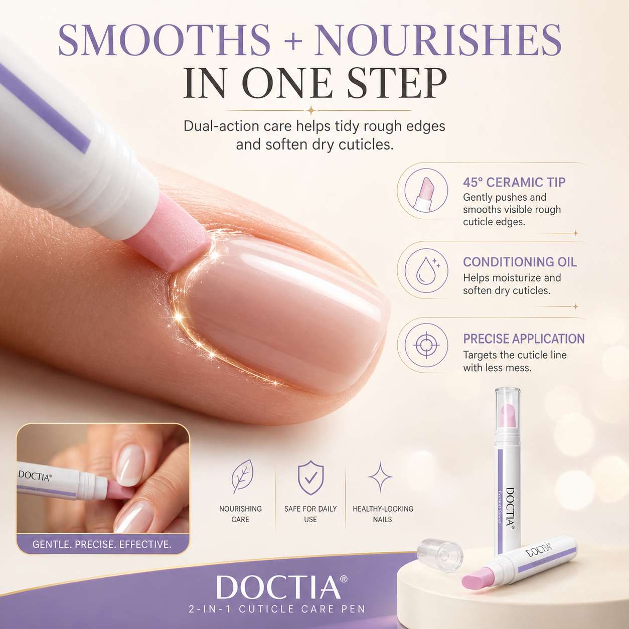 Cuticle Remover Pen Set with Cuticle Oil, Portable Cuticle Softener for Home DIY & Professional Nail Salon Manicure