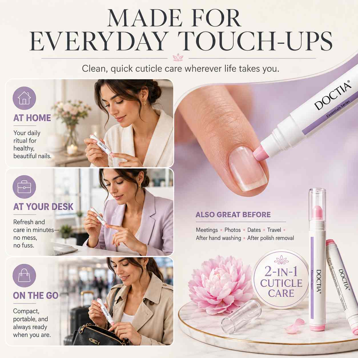Cuticle Remover Pen Set with Cuticle Oil, Portable Cuticle Softener for Home DIY & Professional Nail Salon Manicure