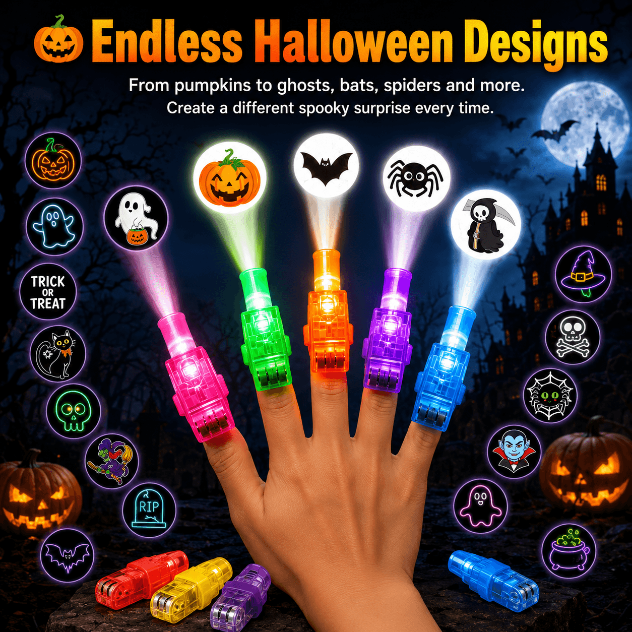 🏉Halloween Finger Lights, Glow Finger Toys for Kids, Party Favor, Halloween Party Decorations & Gifts