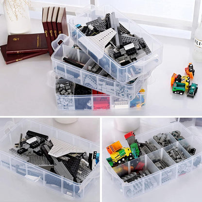 3 Layer 18 Grid Transparent Jewelry Storage Organizer
