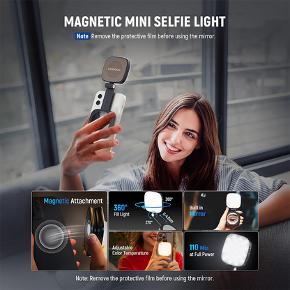 🤳Avasoma® 3-in-1 Magnetic Light: Fill Light, Selfie Mirror & Portable Phone Stand