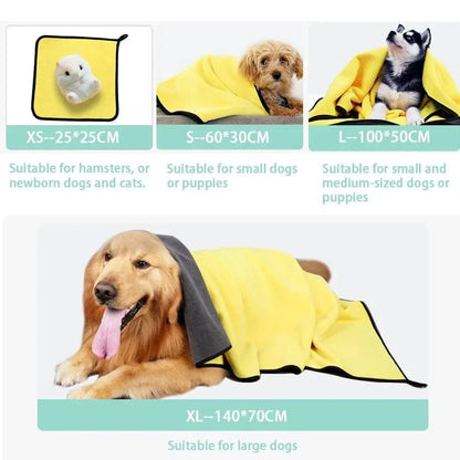 Quick-Dry Pet Towel: 50 x 100 cm (Approx. 20" x 40")