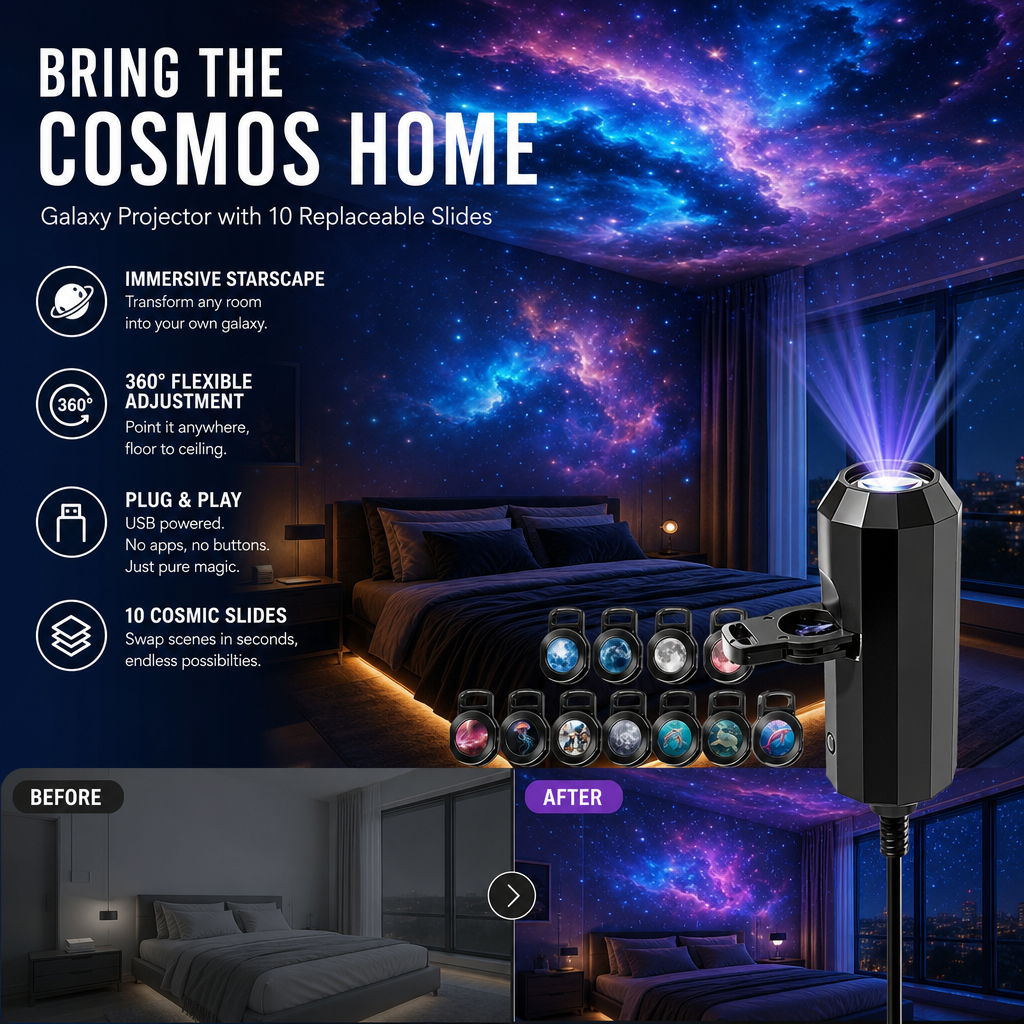 💡🏉BVJ® Plug-and-Play HD Galaxy & Ocean Projector Night Light🥳50,000+ Happy Users