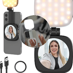 🤳Avasoma® 3-in-1 Magnetic Light: Fill Light, Selfie Mirror & Portable Phone Stand