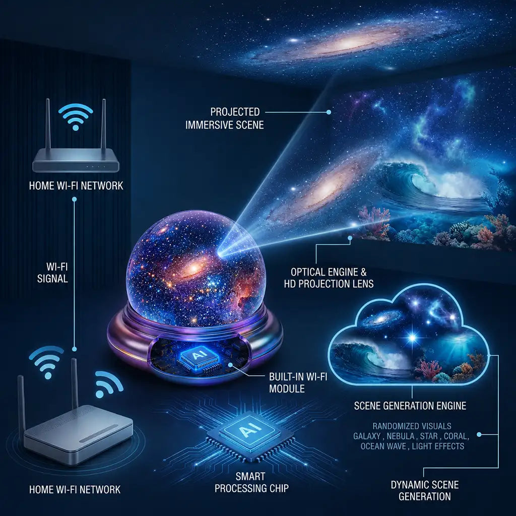 🔮🦄Night Light Projector - Smart Holographic Star Projector🪭