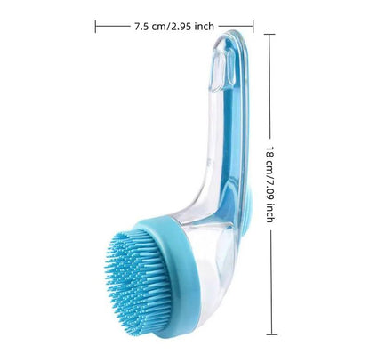 🏉One-Press Pet Bath Brush with Built-In Soap Dispenser – Soft Silicone Bristles for Dogs & Cats