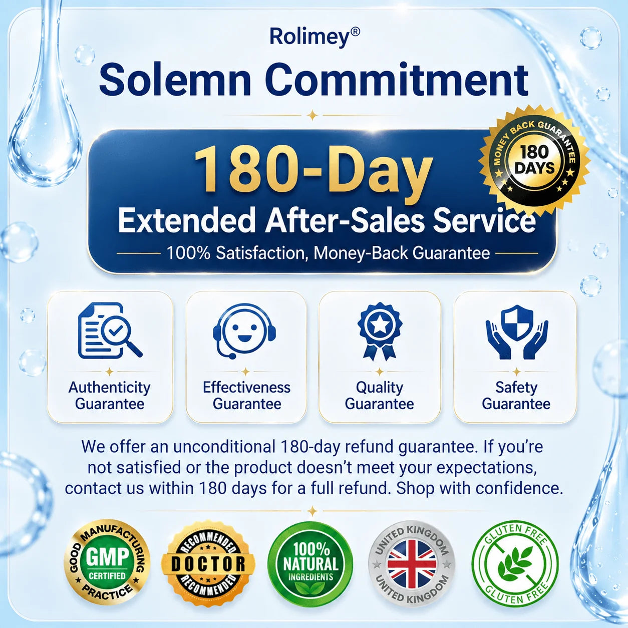 Rolimey 180-day after-sales guarantee information